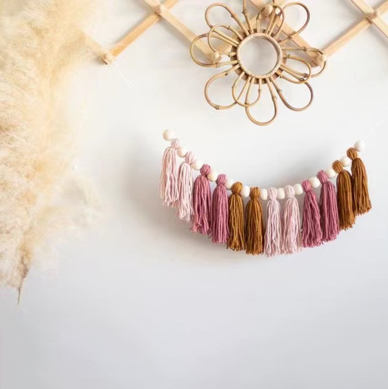 Picture of ins decorative Bohemian tassel banner handmade tassel garden, children's room decoration party banner