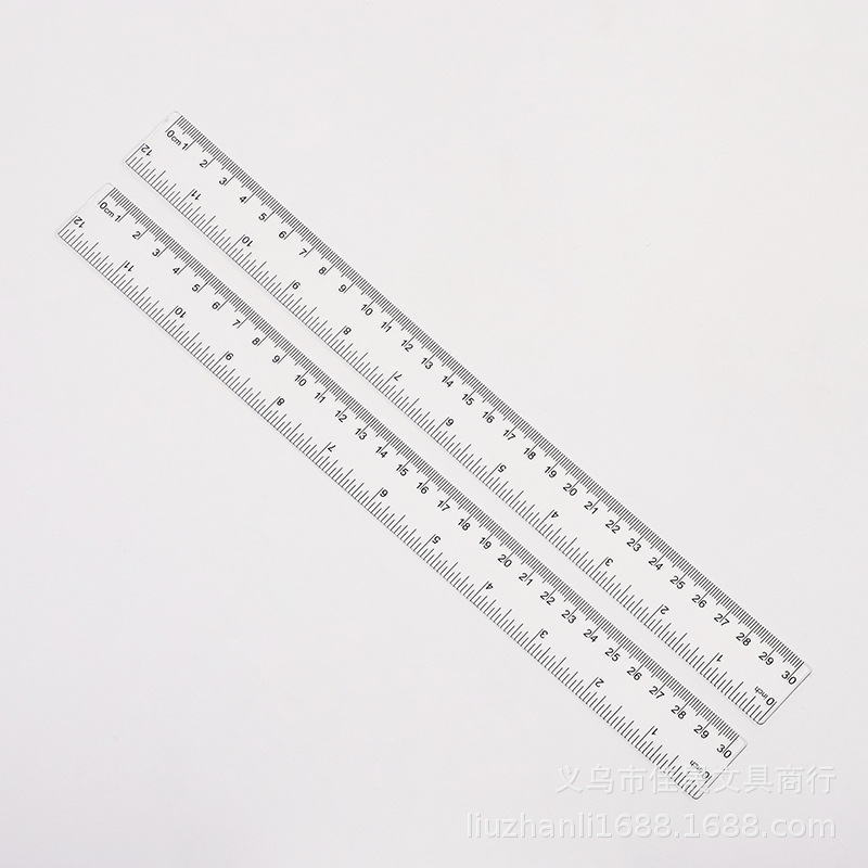 30cm Transparent Ruler 30cm Plastic Ruler Plastic Ruler Stationery Set Cross-Border 30cm Transparent Ruler