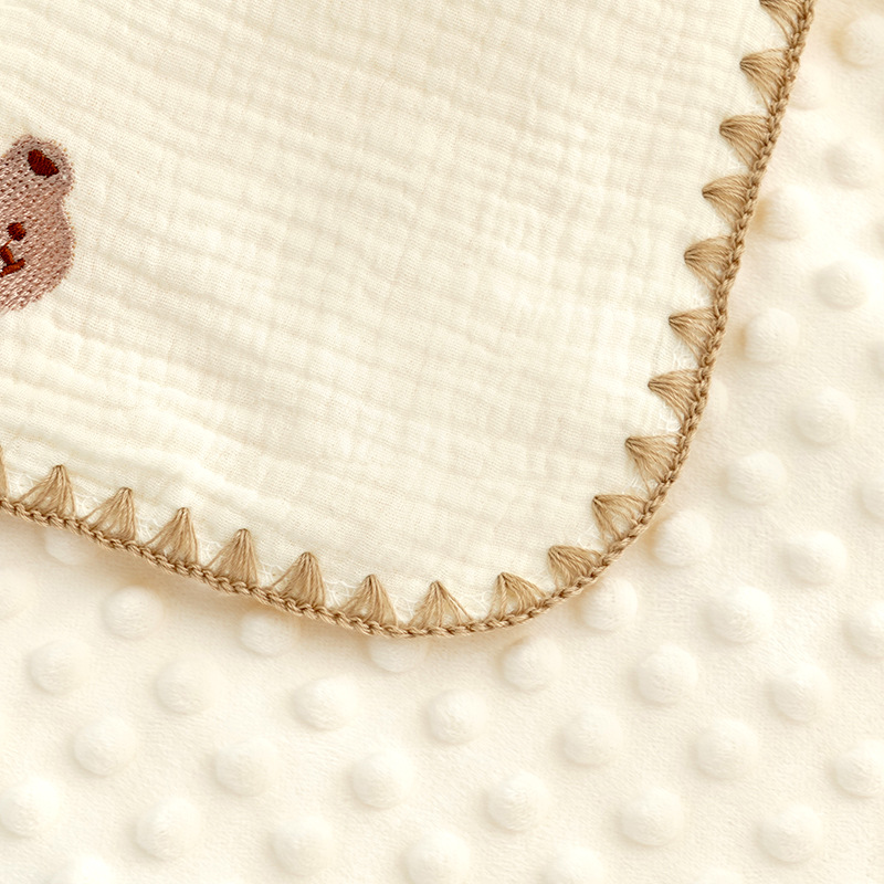 Picture of Bean Blanket Baby Gauze Blanket ins Embroidered Newborn Baby Calming Blanket Children's Blanket Baby's Quilt