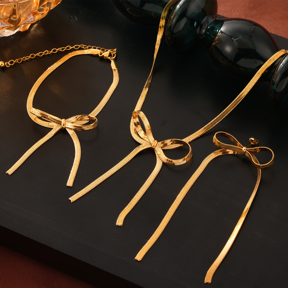 Picture of European and American Cross-border Hot Selling BowEarring Bow Jewelry Niche Metal Ins Style Design Jewelry Set for Women