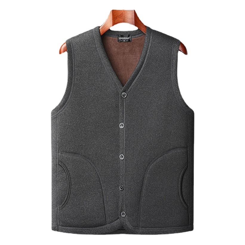 Fleece-lined Warm Clothes Winter Grandpa's Vest Middle-aged and Elderly Men's Thickened Waistcoat Dad's Clothes Inside and Outside Wear Base Vest