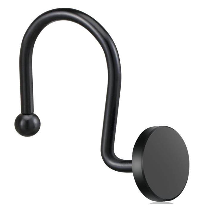 Picture of Metal shower curtain ring round shower curtain hook multicolor optional 12 metal hooks S-shaped curtain hanging ring