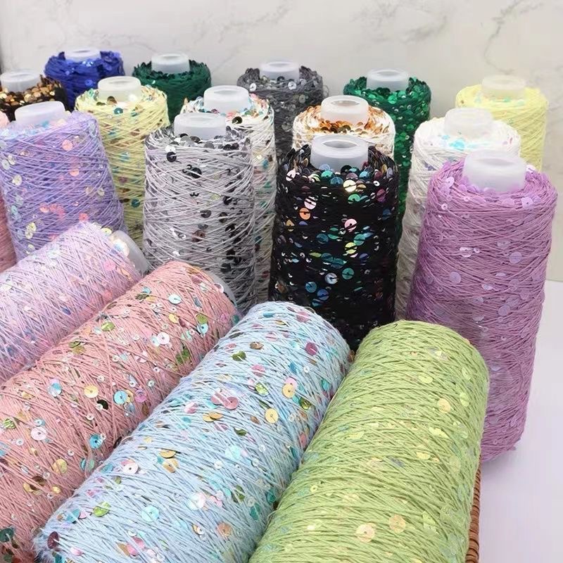 Pure cotton sequin yarn, sequins of various sizes, 3+6 hand-woven yarn reels, fancy yarn factory wholesale yarn balls cross-border