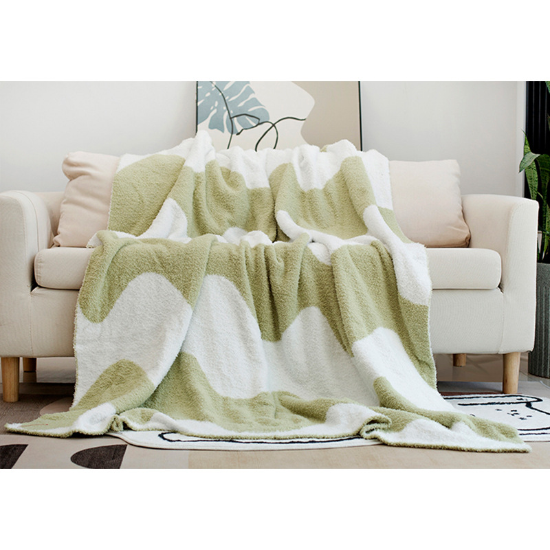 Picture of Scandinavian Half-Velvet Knitted Blanket Sofa Blanket Casual Shawl Throw Blanket Office Lunch Blanket B&B Decorative Blanket