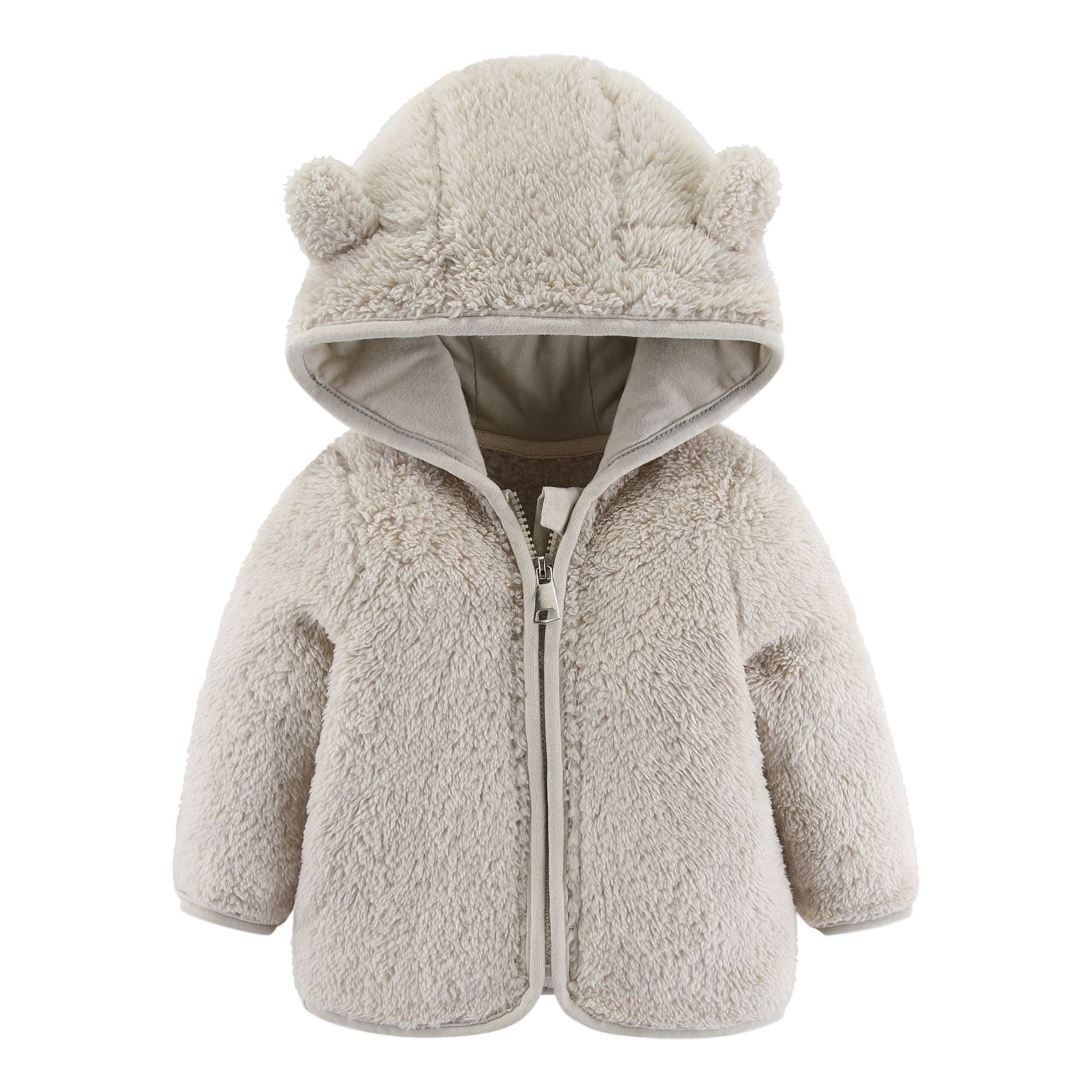 Picture of Children's European and American Spring and Autumn Long Sleeve Plush Top Zipper Warm Hooded Coat for Boys and Girls