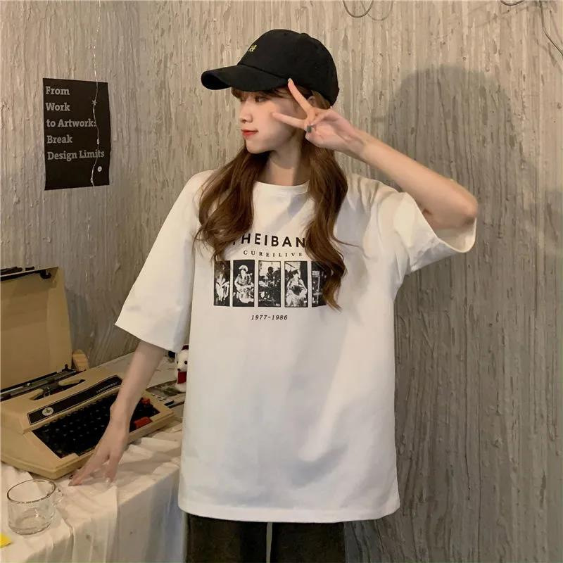 Wholesale Chic Hong Kong Style Short-Sleeved T-Shirt for Women 2025 New Loose K-Style Ins Trendy Brand European and American Hiphop Half-Sleeve