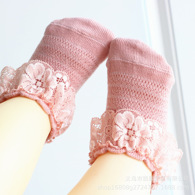 Picture of Children's Socks for Spring, Autumn, and Summer; Girls' Lace Socks, Princess Baby Loose Socks, Breathable Cotton Short Socks for Babies