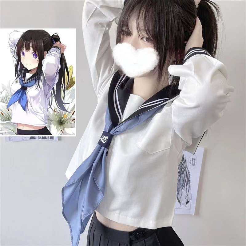 Picture of Original JK basic campus cartoon uniform suit white two-book college style school supply sense sailor suit female school uniform