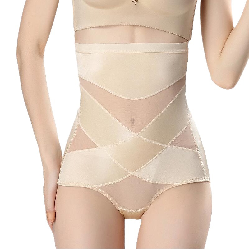 Shrimp Skin High Waist Abdominal Shaping Shaping Pants for Hip-lifting Beauty Body Small Man Waist Women's Postpartum Underwear Ice Silk Mesh Stretch