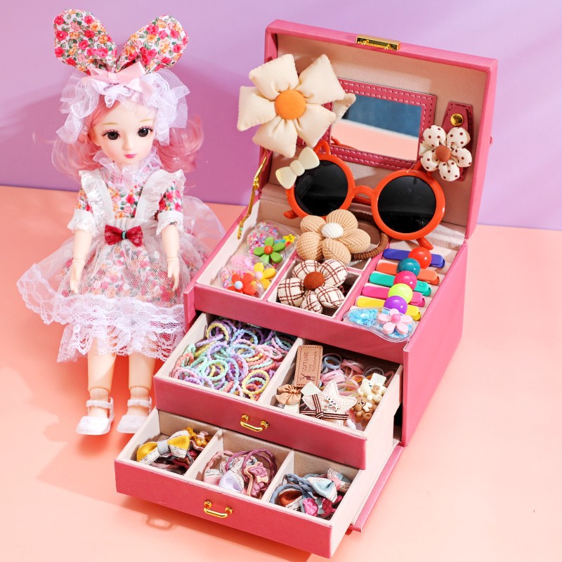 Children's Hair Accessories Gift Box Set Girl's Hairband Rubber Band Baby Birthday Gift Hairpin Jewelry Box Princess Series