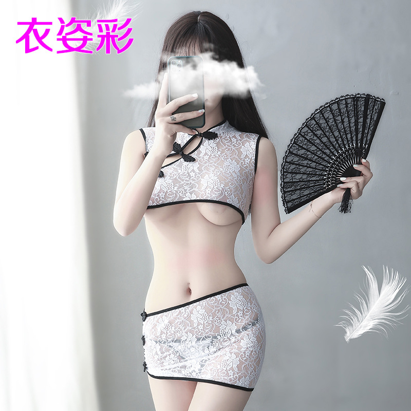 Clothing Zicai manufacturer retro sexy lingerie women's sexy classical cheongsam stand collar sexy perspective seductive sexy sleeping