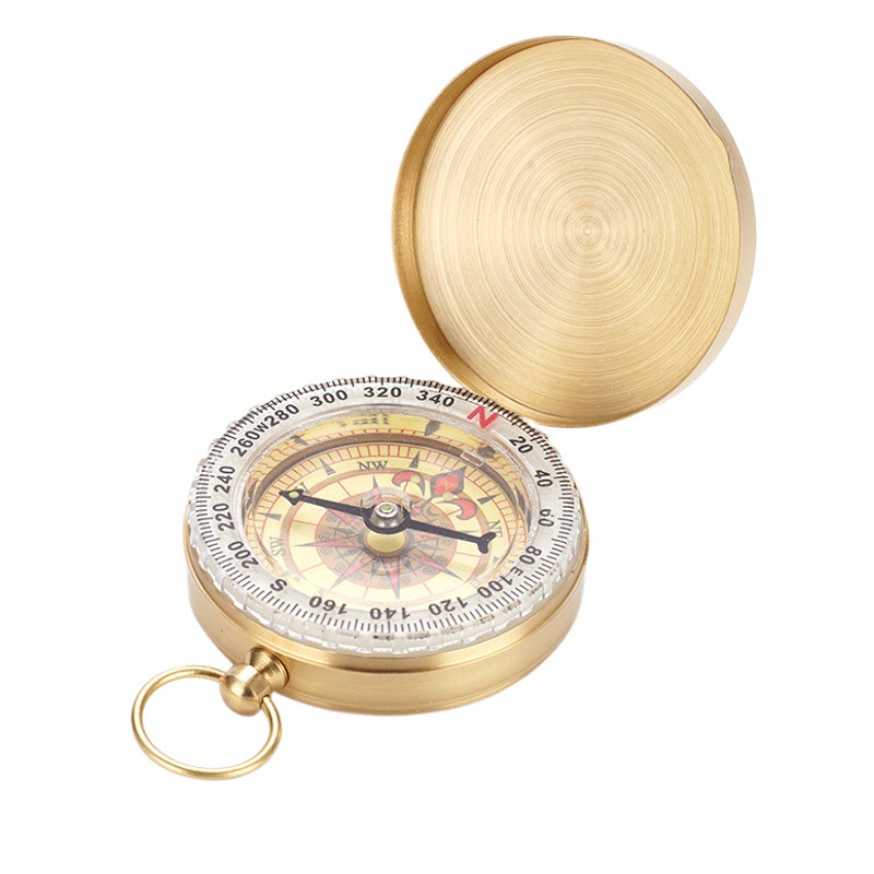 Pure copper North needle G50 pocket watch flip compass outdoor mountaineering multifunctional luminous compass with lid wholesale