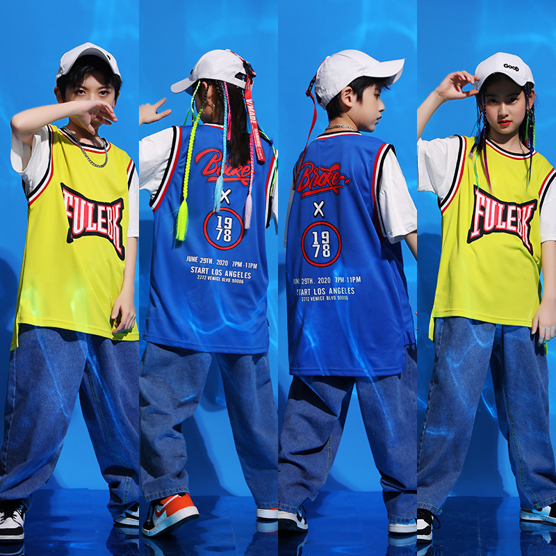 Children's Hip-Hop Fashion Clothes Boys' Hip-Hop Fashion Suit Trendy Brand Women's Children's Clothing Handsome Show Costume June 1