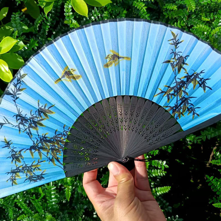 Picture of Folding Fan Bamboo Ancient Fan Student Girl Chinese Style Small Fan Scenic Spot Export Wholesale Retail Gift Decorative Fan