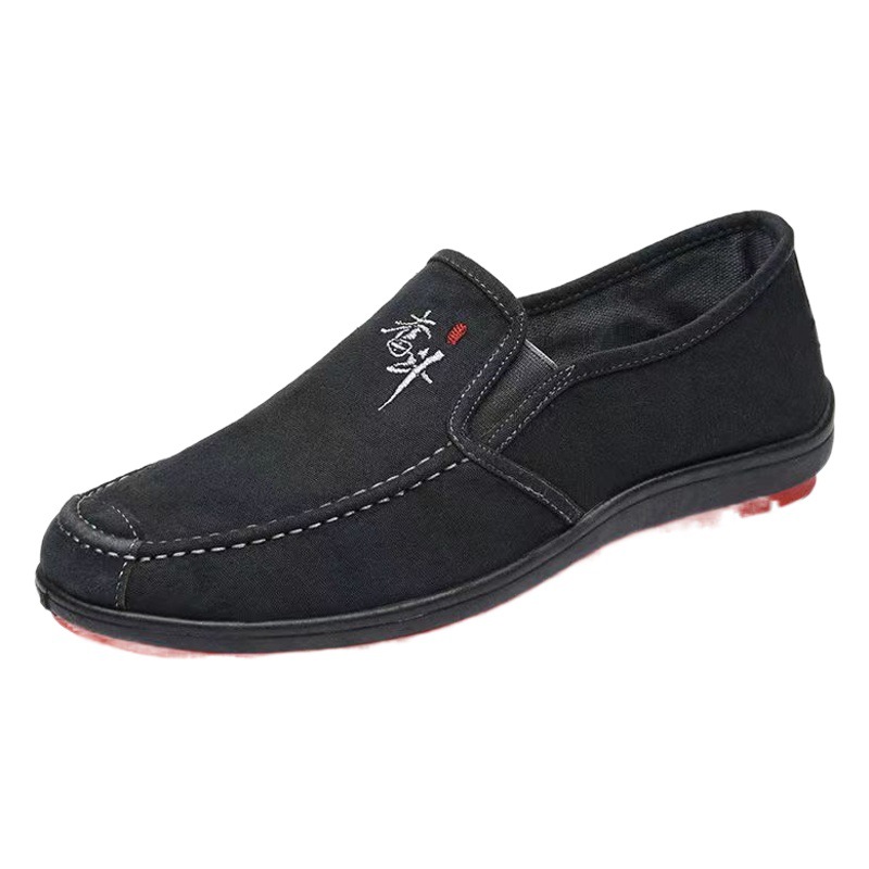 Men's Non-slip Wear-resistant Pea Shoes Slip-on Soft Bottom Comfortable Casual Canvas Shoes Old Beijing Cloth Shoes Work Shoes