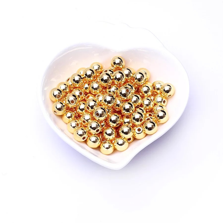 Picture of Color preserving 14k gold beaded smooth solid copper beads bracelet accessories diy hand necklace beaded material small gold beads