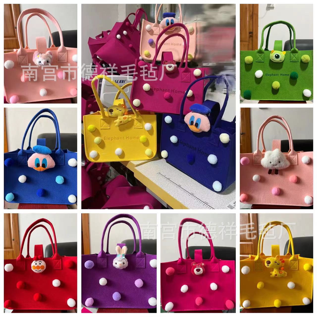 New Felt Bag Hand Gift Tote Bag Baby Cartoon Hundred Days Full Moon Banquet Back Gift Bag Shopping Advertising Storage Bag