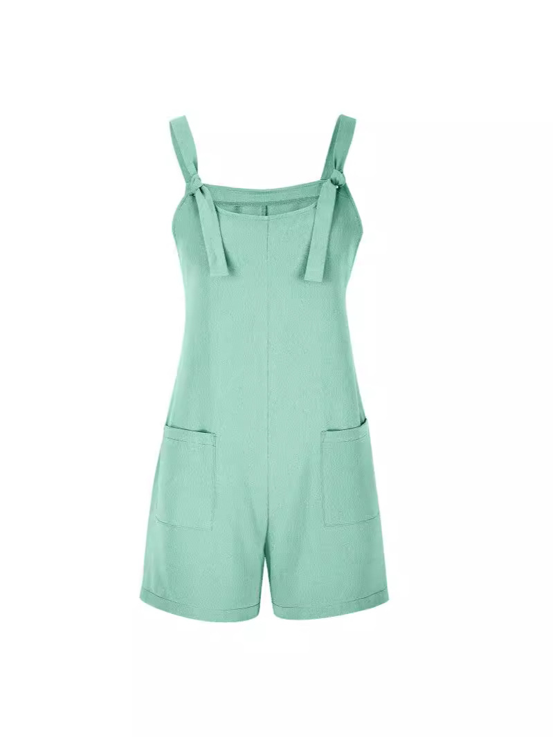 2024 Amazon AliExpress Women's Summer Sleeveless Short Solid Color Jumpsuit 8 Color 4 Size