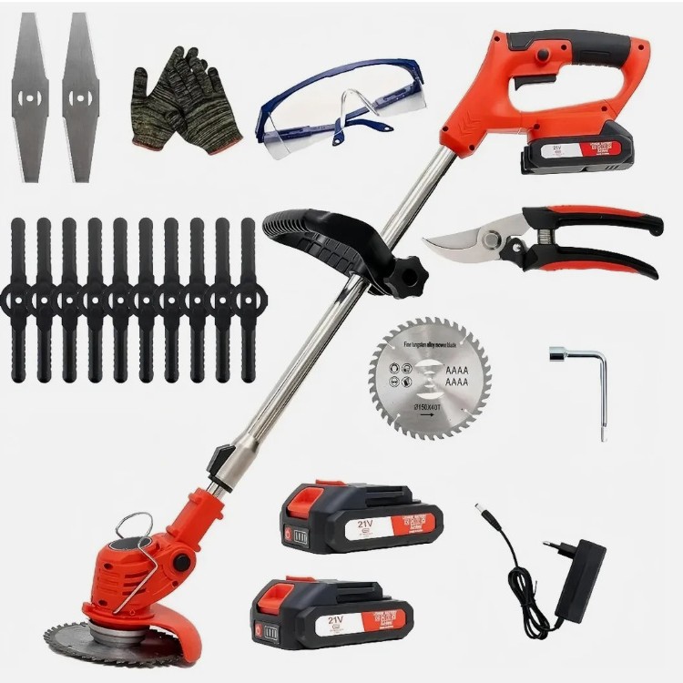 Double Foldableing Handheld Electric Foldableing Lawn Mower Length Adjustable for 21V Electric Home Gardening Pruning Tools