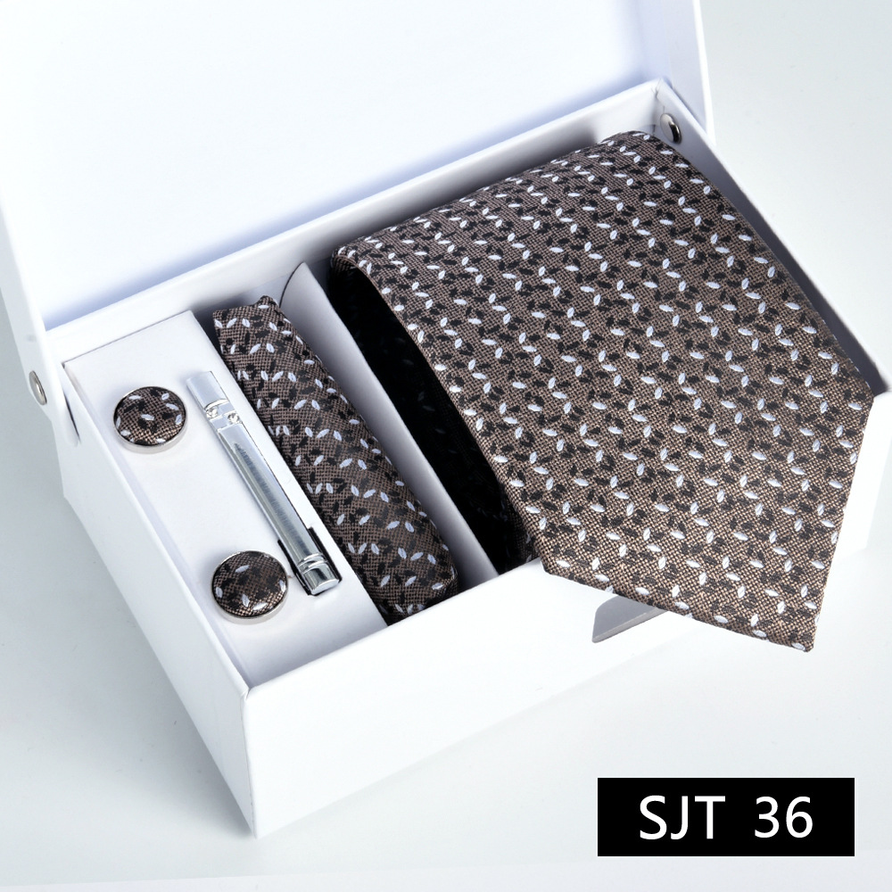 Picture of Tie formal business executive 5-piece gift box wedding = = groom wedding festive wine red in stock new