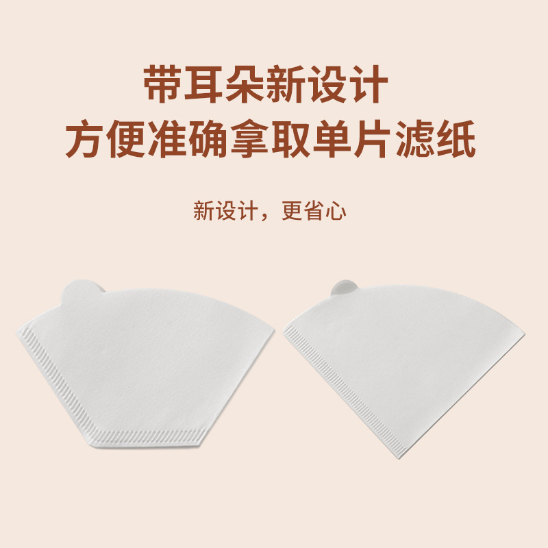 Picture of Japanese Virgin Pulp Coffee Filter Paper Fan-Shaped Cone Drip Coffee Pot V601-4 Person Unbleached