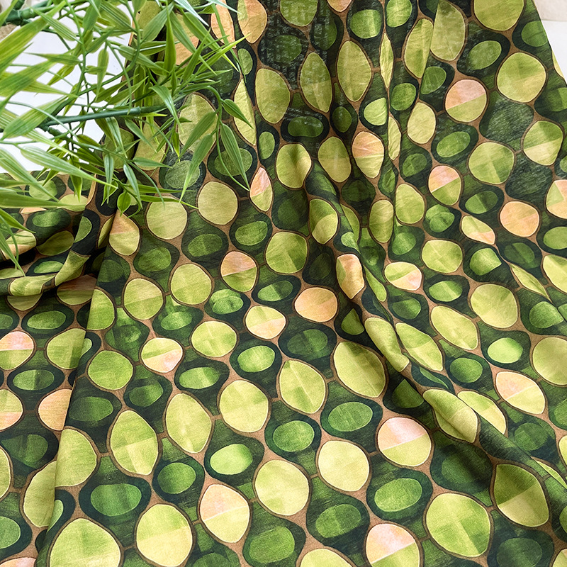 Stacked green scales, new Chinese style digital printed fabric, brocade cotton fabric, cheongsam dress, top, Hanfu fabric