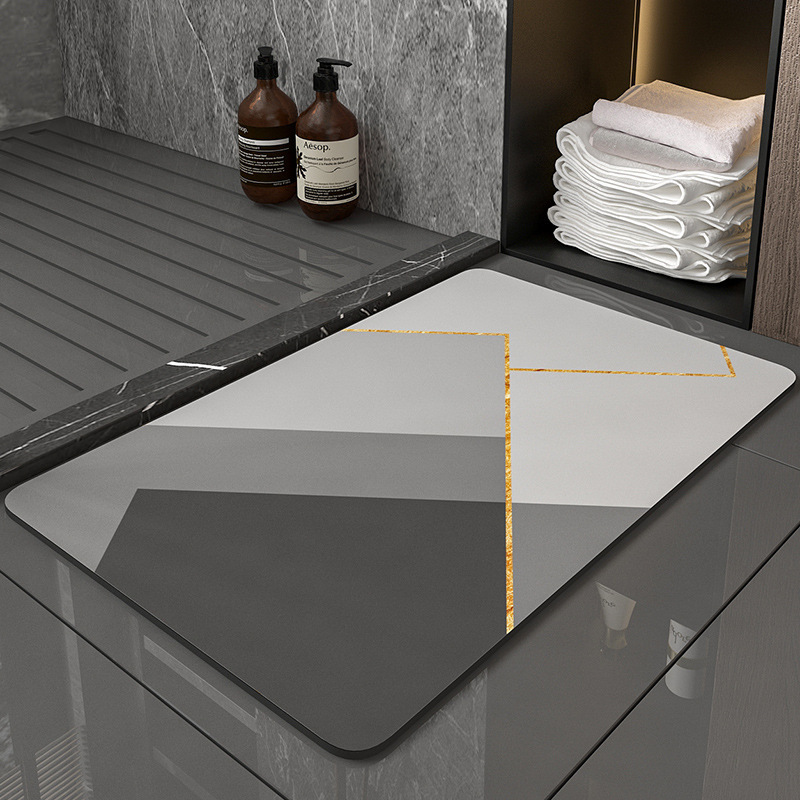 Picture of Bathroom non-slip floor mat bathroom toilet bathroom quick-drying floor mat absorbent mat diatomite minimalist bathroom door mat