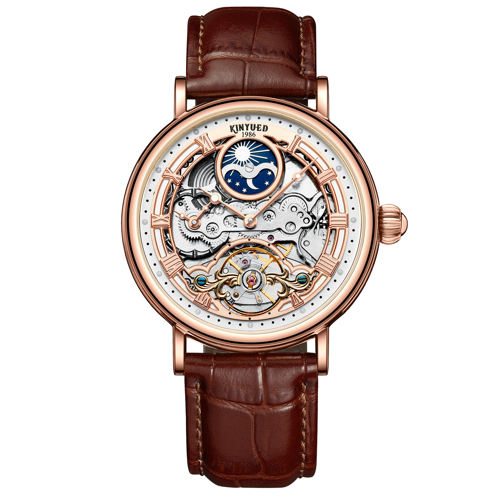 Picture of Kinyued Fully-Automatic Mechanical Watch Waterproof Men's Watch Multi-Function Mechanical Watch Double-Sided Cut Out Men's Watch