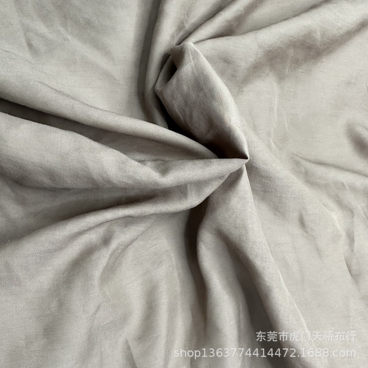 Spot Supply Woven Korean Silk Wrinkled Woven Bamboo Fiber Nylon Plain Wrinkled Cloth Casual Retro Style Shirt Fabric