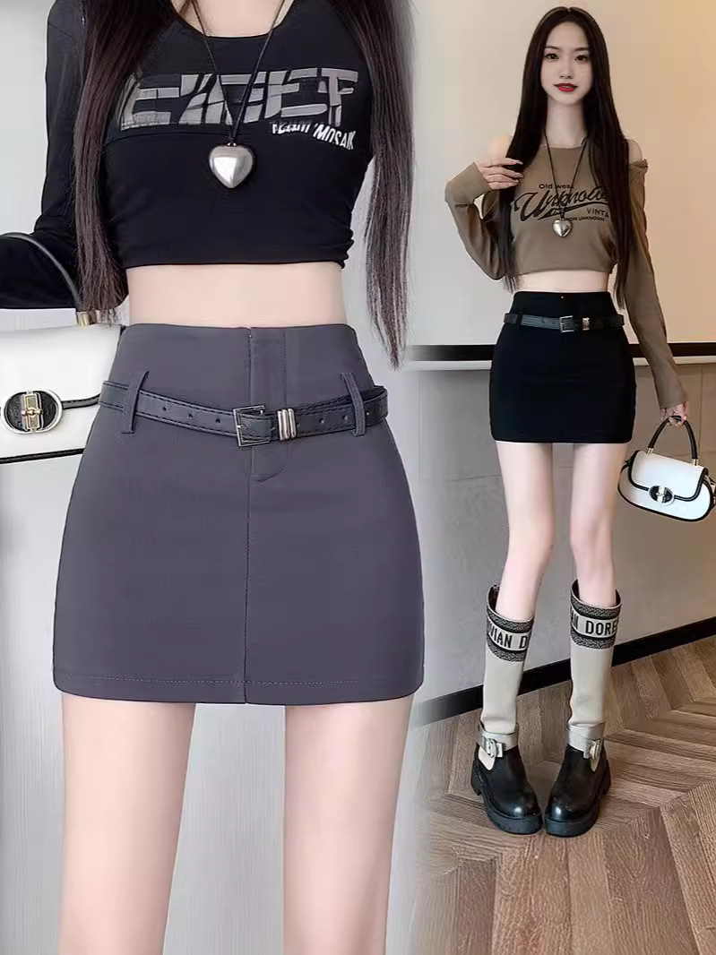 2024 summer new women's high waist suit skirt hot girl all-match A- line hip skirt small skirt