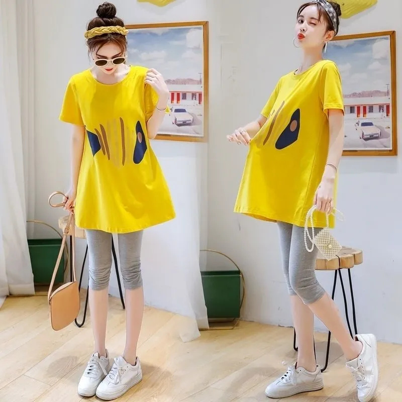 Picture of Maternity Spring and Summer Fashion Casual Base Shirt Thin New Loose Slimming Mid-Length Short-Sleeve Trendy T-Shirt Top