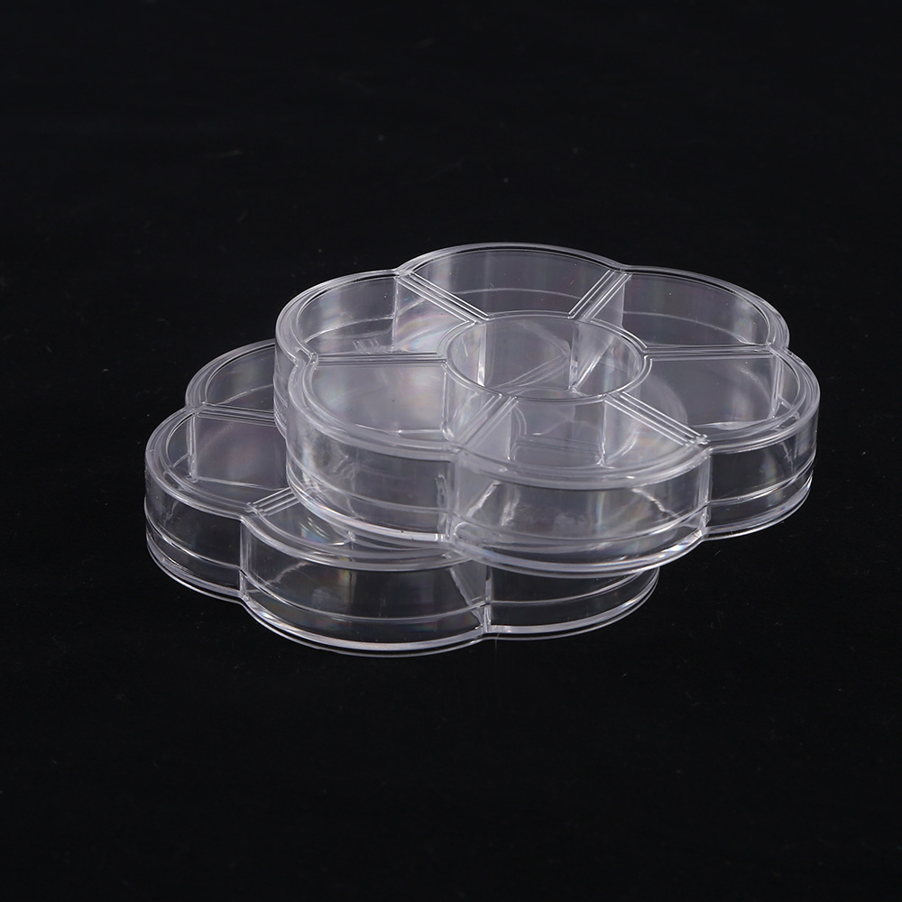 Hair Tie Practical Small Plastic Sewing Box Niche Bead Jewelry Storage Box Retro Transparent Small Plum Blossom Plastic Box