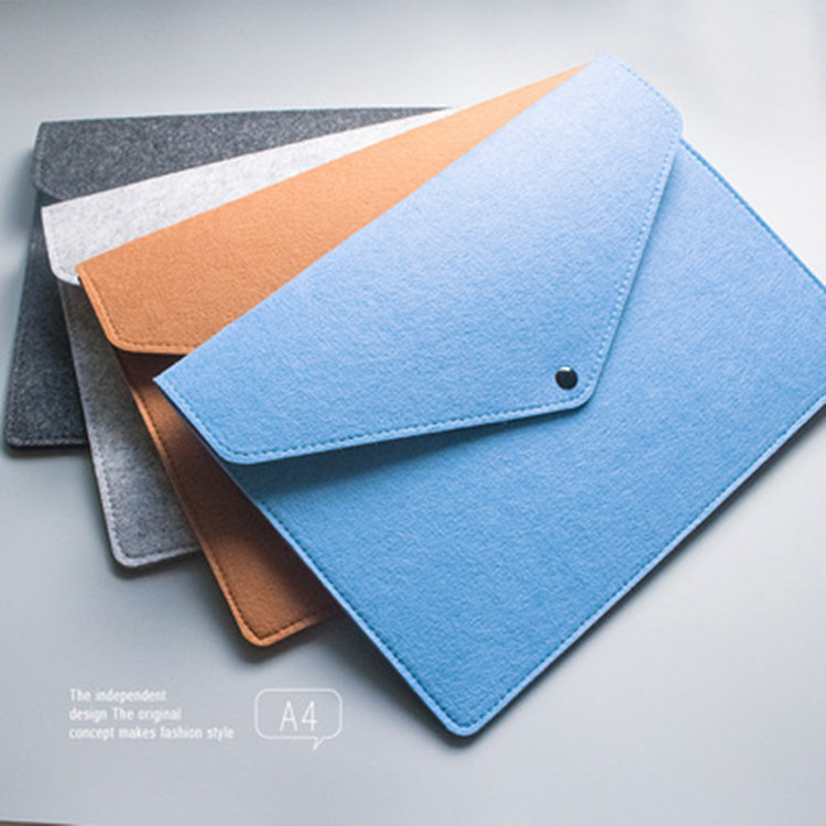 Business office A4 document file bag Folder file bag wholesale custom logo snap button gift bag felt