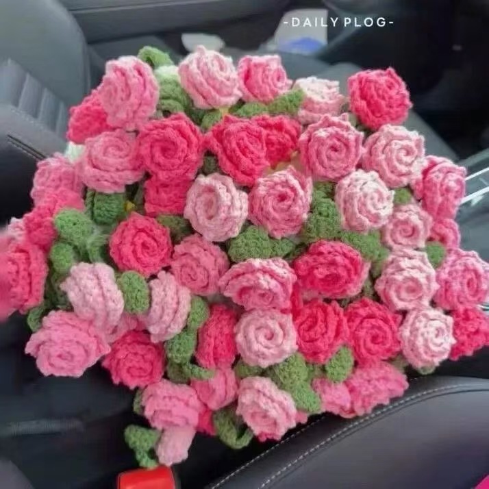 Picture of Pointed Rose Bouquet Blanket Pure Hand Woven DIY Wool Material Pack Creative Crochet Flower Blanket Gift