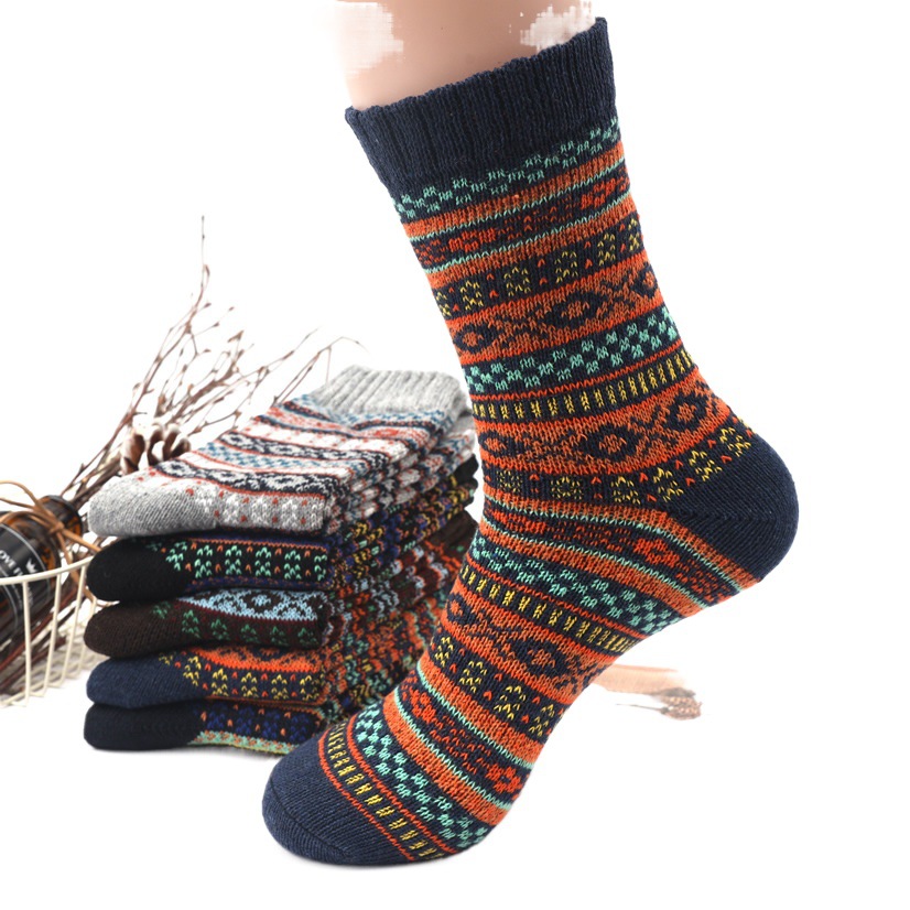 Haining Socks Foreign Trade men's socks wool socks thickened warm wool socks thick thread mid-calf length socks autumn and winter
