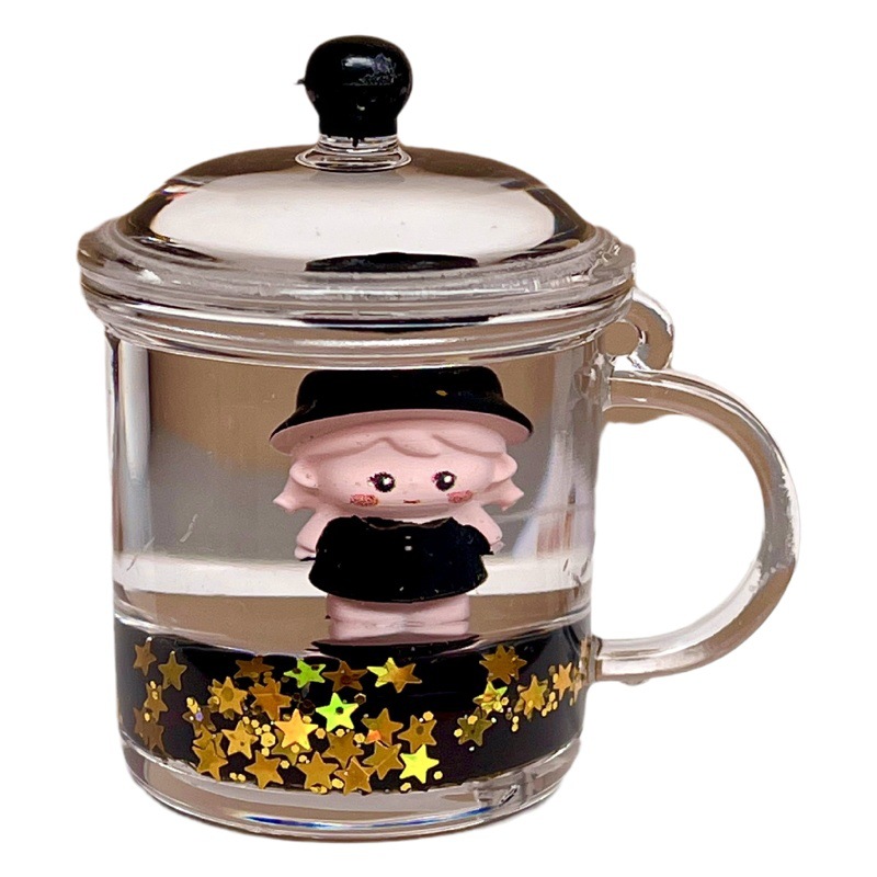 Shake the Sound Explosion black gold quicksand bottle floating bottle cartoon cute key chain pendant surprise box hand blind box
