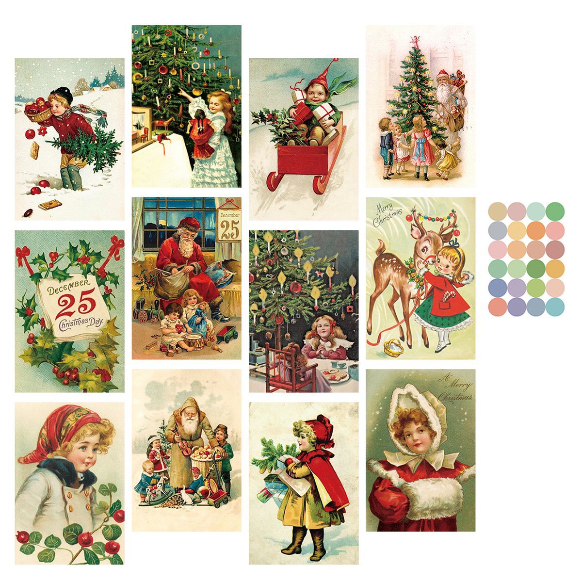Valentine's Day Cupid Christmas girl elk 12PCs vintage postcard decoration Journal material decoration