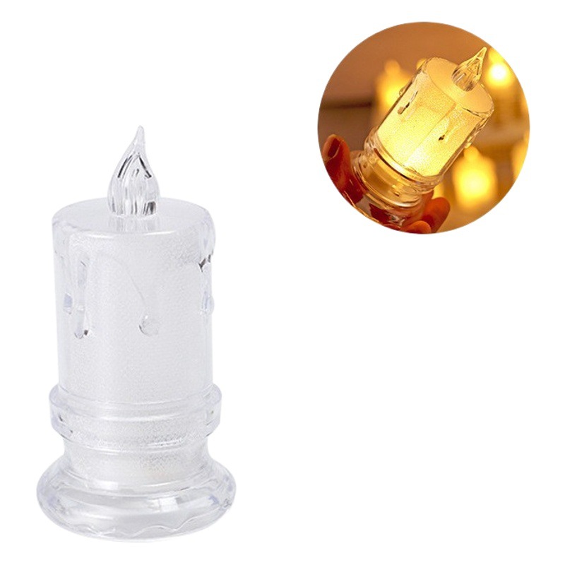 Picture of Electronic Christmas small candle mini LED simulation transparent electronic candle lamp crystal candle holder birthday candle ornaments
