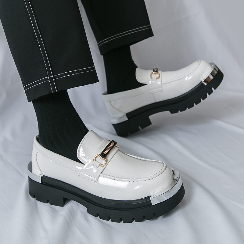 Plus size men's shoes fashion lace-up leather shoes white casual student board shoes foreign trade height loafers men's amazon