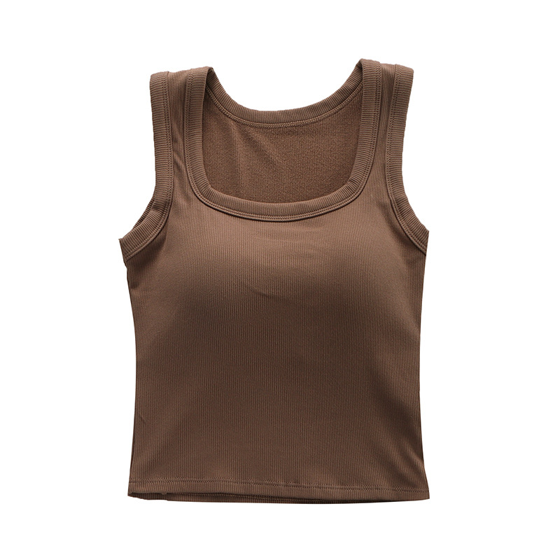 Picture of Knitted sanding warm camisole with chest pad women's outer wear inner square collar self-heating base coat wholesale