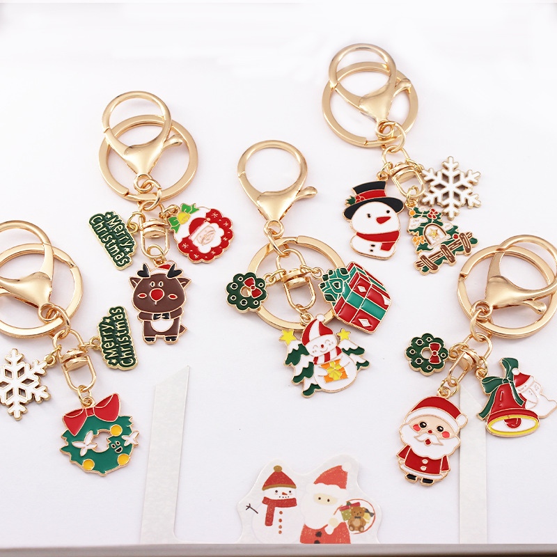 Christmas keychain Santa Claus snowflake Christmas tree key ring cute cartoon gift pendant creative gift
