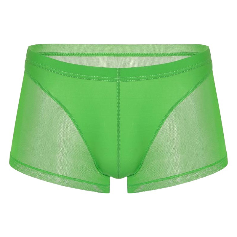 Spot thin men's underwear Japanese mesh translucent high elastic low waist sexy U convex breathable boxers wholesale