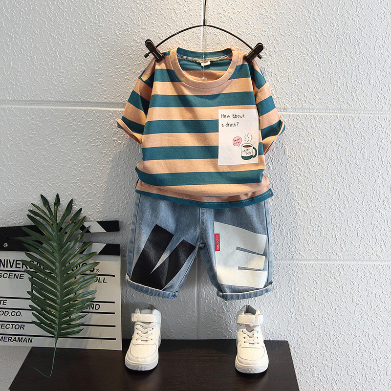 Picture of Boys' Summer Short-sleeved suit 2024 New Fashionable Boys' Baby Clothes Trendy Children's Fashionable Handsome Two-piece Set