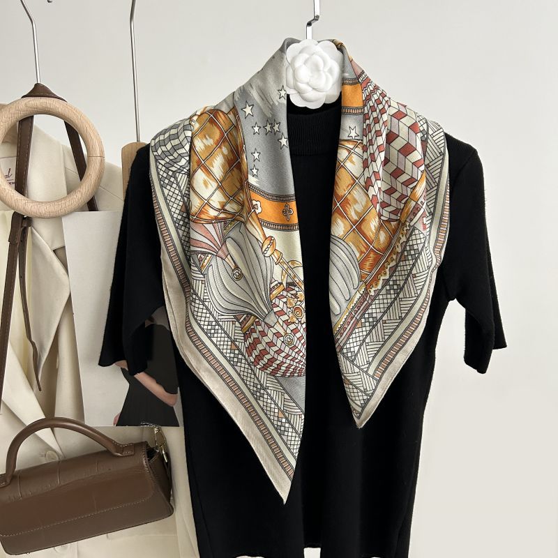 New cotton and linen texture machine printing fashionable all-match simple 70cm decorative warm Yiwu hot sale wholesale silk scarf