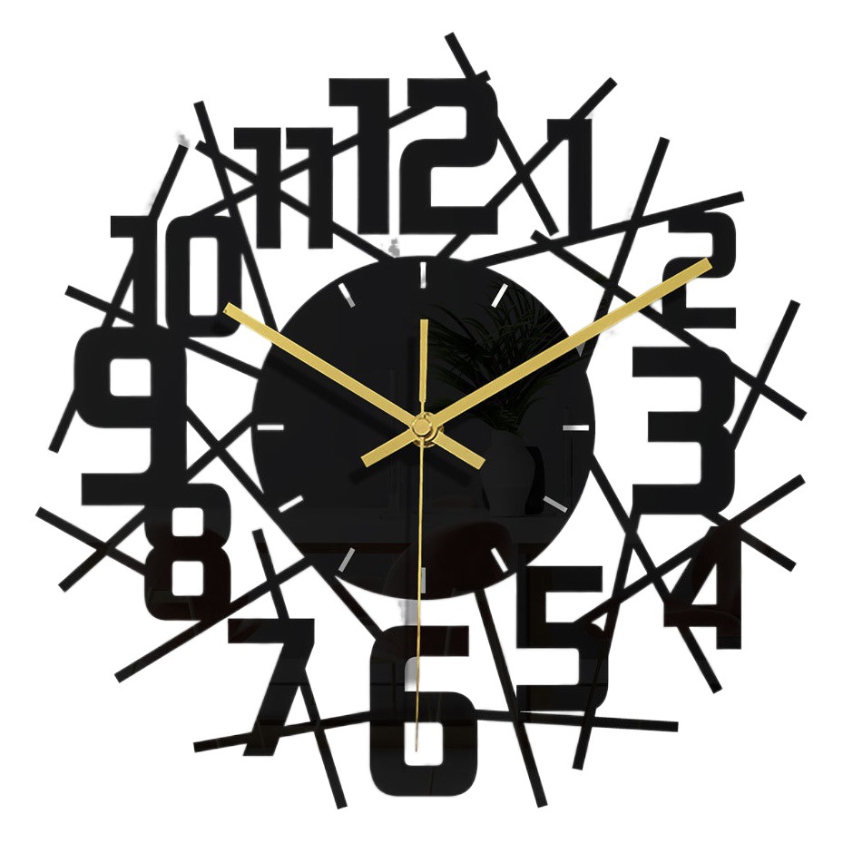 CC315 cross-border three-dimensional black acrylic digital wall clock living room bedroom home decoration simple 3D wall clock 3mm