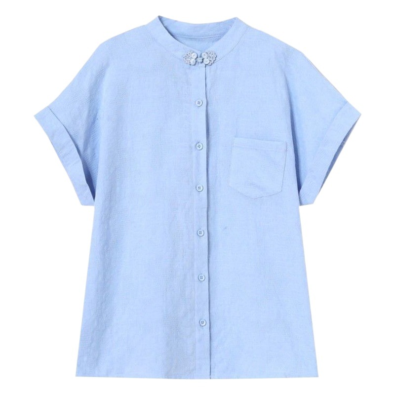 Spring and Autumn Clothing 2025 New Fashion Age-Reducing Jacquard Cotton Shirt Women's Fashionable Cotton Fungus Collar Top Long Sleeve