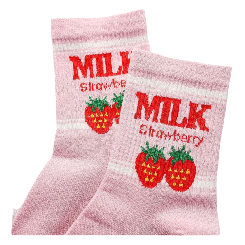 Korean style ulzzang strawberry milk milk socks mid-calf socks student socks sports cotton socks