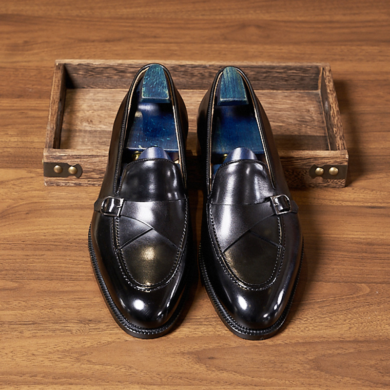 Men's British Loafers Genuine Leather Breathable Slip-on Shoes Joker Korean Round Toe Buckle Loafers Wholesale
