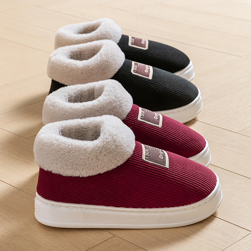 Cotton Slippers Men's Winter New Indoor Home Bag Heel Home fleece-lined Warm Women's Mao Mao Cotton Shoes Men's Winter