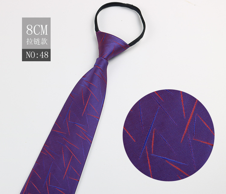 Picture of Factory Black Men's Tie Striped Blue Business Tie Lazy People Knot Free Zipper Tie in stock Wholesale